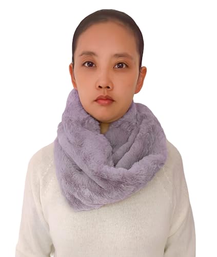 Lina & Lily Winter Loop Schal Snood Damen aus Kunstpelz (Grau-Violett) von Lina & Lily