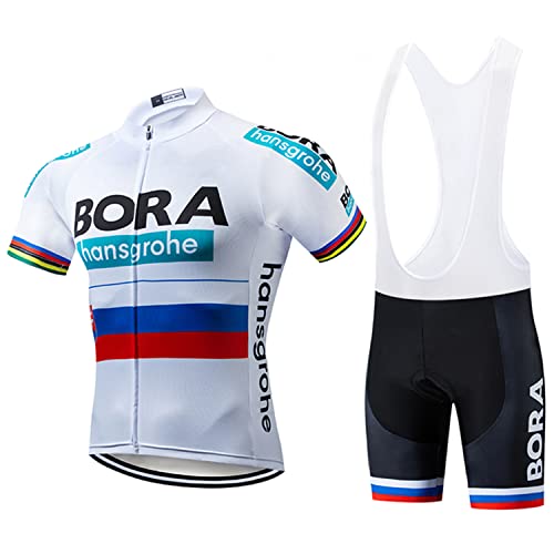 Linarun Herren Radtrikot Set, Fahrradtrikot Kurzarm + Radhose mitRutschfestem Riemen, Sommer Atmungsaktiv Kurzarm Bike Shirts S - 4XL von Linarun