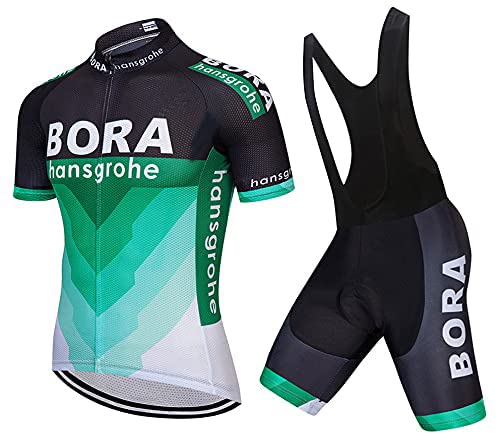 Linarun Herren Radtrikot Set Fahrradtrikot Kurzarm + Radlerhose mit 5D Sitzpolster Rennrad Trikot Fahrradbekleidung Atmungsaktiv und Schnell Trockend (Grün01,M) von Linarun