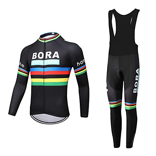 Linarun Herren Radtrikot Set Fahrradtrikot Langarm + Fahrradhose mit 5D Sitzpolster Rennrad Trikot Fahrradbekleidung Atmungsaktiv und Schnell Trockend von Linarun