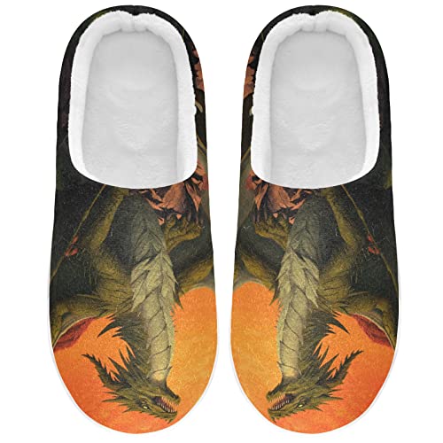 Linomo Fantasie Tier Drachen Hausschuhe für Unisex Damen Männer Hausschuhe Wärme Drinnen Hausschuhe Schlafzimmer Schuh von Linomo