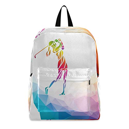 Linomo Geometrisch Regenbogen Golf Ball Leichter Rucksack Daypacks Schultertasche Büchertasche Laptop Reisen Schulrucksack für Damen Herren Kinder Mädchen Jungen Teenager von Linomo