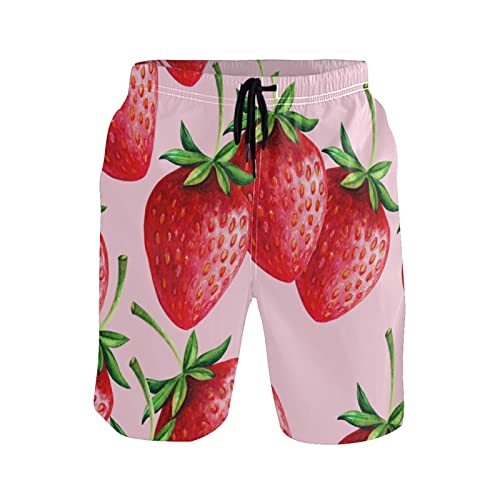 Linomo Herren Badehose Rot Erdbeere schnelltrocknende Strandshorts Boardshorts Beachshorts Trainingshose Schwimmhose für Männer von Linomo