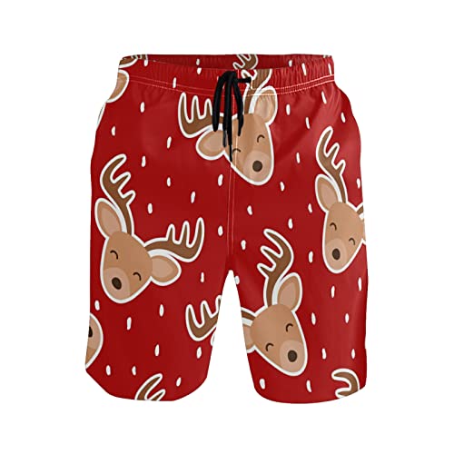 Linomo Herren Badehose Süß Rentier Hirsch Weihnachten schnelltrocknende Strandshorts Boardshorts Beachshorts Trainingshose Schwimmhose für Männer von Linomo