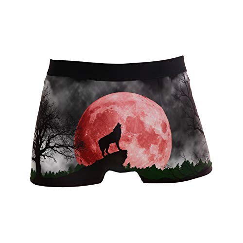 Linomo Herren Boxershorts Galaxis Wolf Mond Unterhosen Männer Herren Unterwäsche für Männer von Linomo