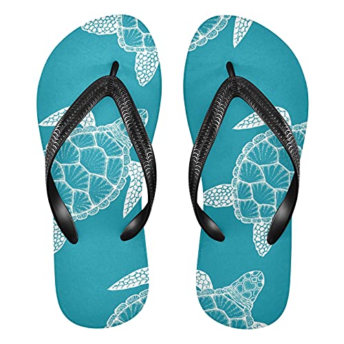 Linomo Herren Damen Zehentrenner Meer Tier Schildkröte Muster Flip Flops Badelatschen Casual Sandalen Sommer Strand Hausschuhe von Linomo