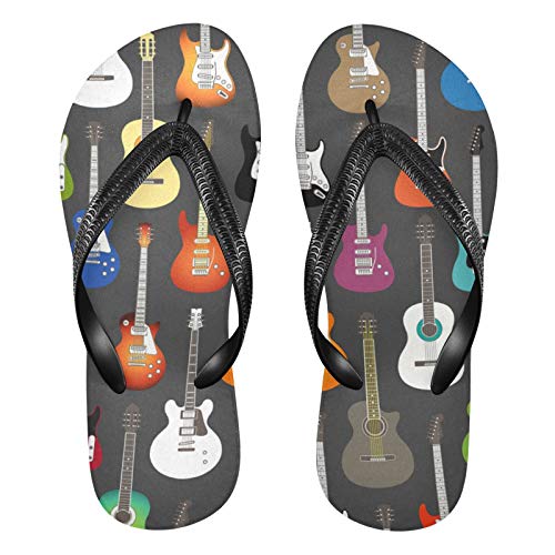 Linomo Herren Damen Zehentrenner Musical Instrumente Musik Gitarre Geige Flip Flops Badelatschen Casual Sandalen Sommer Strand Hausschuhe von Linomo