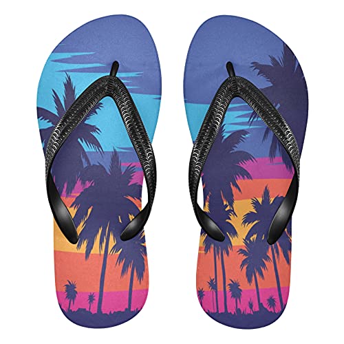 Linomo Herren Damen Zehentrenner Sommer Palme Baum Flip Flops Badelatschen Casual Sandalen Sommer Strand Hausschuhe von Linomo