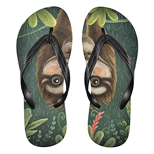 Linomo Herren Damen Zehentrenner Süß Tier Faultier Flip Flops Badelatschen Casual Sandalen Sommer Strand Hausschuhe von Linomo