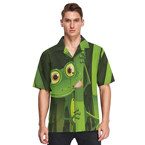 Linomo Herren Hawaiihemd, Lustig Frosch Grün Freizeithemden Button Down Casual Kurzarm Hawaiihemd Sommer Aloha Strand Hemden Beilaufig Hawaii Hemd von Linomo