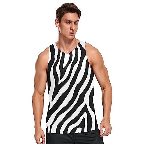 Linomo Herren Tank Top Tier Zebra Druck Sommer Ärmellose Sportshirt Gym Fitness Sport Weste Muskelshirts T-Shirts von Linomo