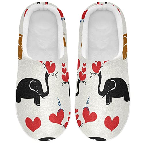 Linomo Liebe Herz Elefant Hausschuhe für Unisex Damen Männer Hausschuhe Wärme Drinnen Hausschuhe Schlafzimmer Schuh von Linomo