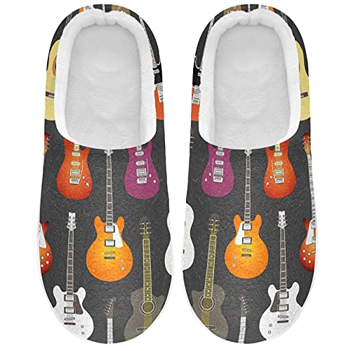 Linomo Musical Instrumente Musik Gitarre Geige Hausschuhe für Unisex Damen Männer Hausschuhe Wärme Drinnen Hausschuhe Schlafzimmer Schuh von Linomo