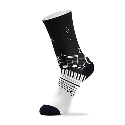 Linomo Musik Note Musical Klavier Ausgefallene Outdoor-Sport Lässig Crew Socken Hohen Knöchel, Kleid Socken für Männer Frauen 1 Pack von Linomo
