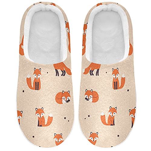 Linomo Süß Tier Fuchs Muster Hausschuhe für Unisex Damen Männer Hausschuhe Wärme Drinnen Hausschuhe Schlafzimmer Schuh von Linomo