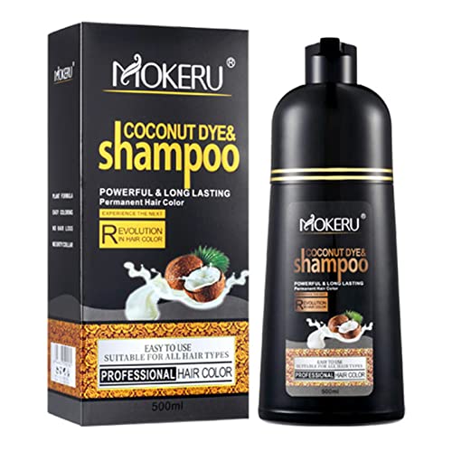 Schwarzes Kokosnuss-Haarfärbeshampoo - 500 ml langanhaltendes Kokosnuss-Farbshampoo für Männer und Frauen | Langanhaltendes Farbshampoo, pflanzliches schwarzes Shampoo schützt Haarschäden, Linsition von Linsition