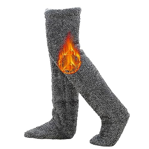 Snugglepaws Socken-Hausschuhe | Plüsch Kniestrümpfe Damen Pantoffel Overknee Socken Für Frauen Männer Über Knie Hoch Fuzzy Socken Winter Home Schlafen Socken von Linsition