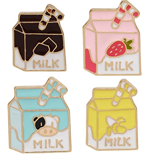 4pcs Niedliche Milchbox Emaille Pins Cartoon Erdbeer Schokoladenbroschen Kleine Schöne Abzeichen Trendy Rucksack Revers Juweliergeschenke Für Mädchen von Lipfer