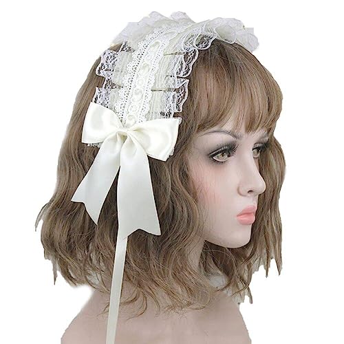 Gothic Lolita Stirnband Damen Mädchen Maid Cosplay Haare Hoop Lolita Süße Bögen Kopfbedeckung Vintage Spitze Haarband Accessoires von Lipfer