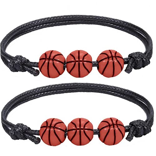 Lipfer 2pcs Basketball Charm Armbänder Basketball Armbänder Basketball Perlen Armband Verstellbare Inspirierende Sportball -accessoires Armband Für Teenager Erwachsene Geschenke von Lipfer