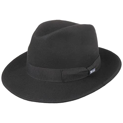 Lipodo Basic Bogart Filzhut - Bogarthut aus 100% Wollfilz - Wollfilzhut Damen/Herren - Fedora Made in Italy - Hut Sommer/Winter - Wollhut schwarz S (54-55 cm) von Lipodo