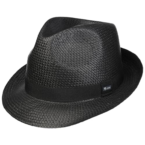 Lipodo Black City Trilby Strohhut (Papierstroh) Damen/Herren - Sonnenhut Made in Italy - Hut mit Ripsband - Frühjahr/Sommer schwarz S (54-55 cm) von Lipodo