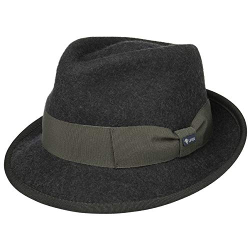 Lipodo Classic Wool Trilby Filzhut Damen/Herren - Wollhut Made in Italy - Hut aus Wollfilz - Trilbyhut Sommer/Winter - Fedora anthrazit M (56-57 cm) von Lipodo