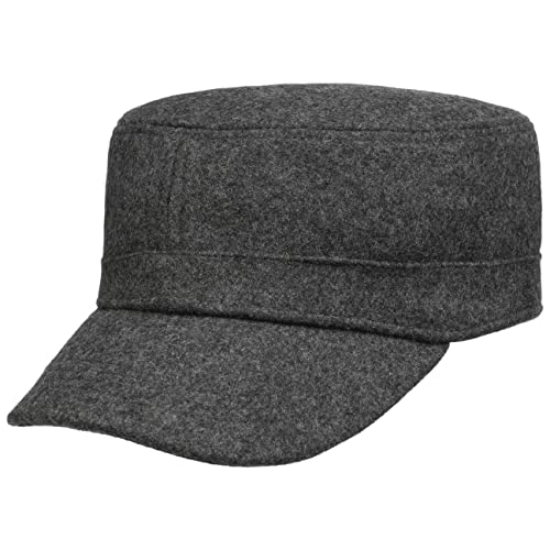 Lipodo Filz Armycap - Klassische Form - Filzcap - Herbst/Winter Cap Unisex mit Schirm - Meliert anthrazit One Size von Lipodo