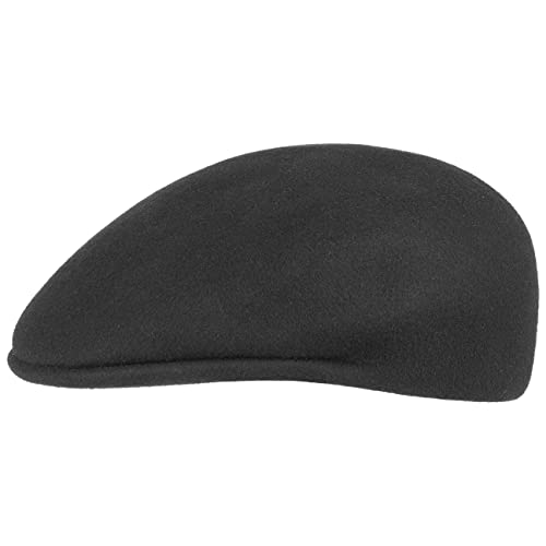 Lipodo Flatcap Filz Herren - Schiebermütze Made in Italy - Schirmmütze aus Wollfilz - Mütze mit 3 cm Schirmlänge - Flat Cap Herbst/Winter - Herrenmütze schwarz M (56-57 cm) von Lipodo