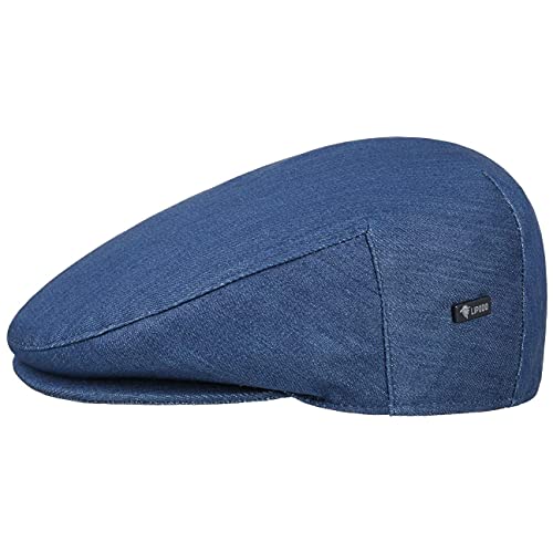 Lipodo Inglese Jeans Flatcap Damen Herren Kinder - Made in Italy - Mütze im Denim-Look - Schiebermütze aus 100% Baumwolle - Schirmmütze in 49-62 cm - Flat Cap für Frühjahr/Sommer Denim 58 cm von Lipodo