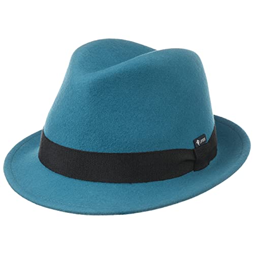 Lipodo Kinderhut aus Wollfilz - Trilby Made In Italy - Filzhut mit Ripsband - Wollfilzhut Sommer/Winter - Fedora für Kids - One Size 52-53 cm Petrol One Size von Lipodo