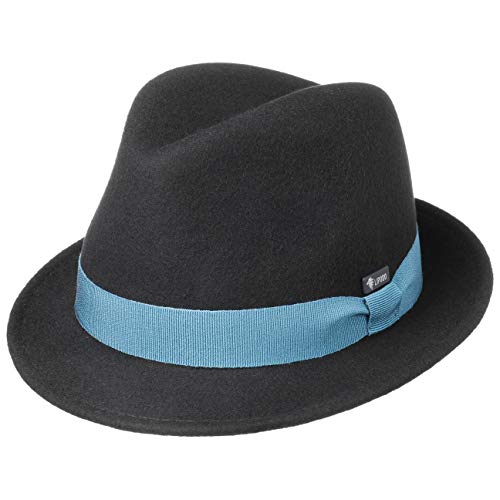 Lipodo Kinderhut aus Wollfilz - Trilby Made In Italy - Filzhut mit Ripsband - Wollfilzhut Sommer/Winter - Fedora für Kids - One Size 52-53 cm schwarz One Size von Lipodo