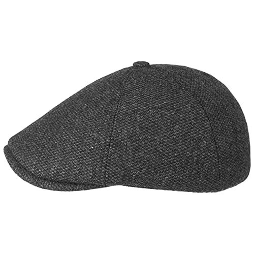 Lipodo Rapallo Melange Herren Flatcap - Flat Cap Herbst/Winter - Gefütterte Schirmmütze mit Wolle - Schlägermütze - Sechsteilige Schiebermütze - Wintermütze anthrazit S (55-56 cm) von Lipodo