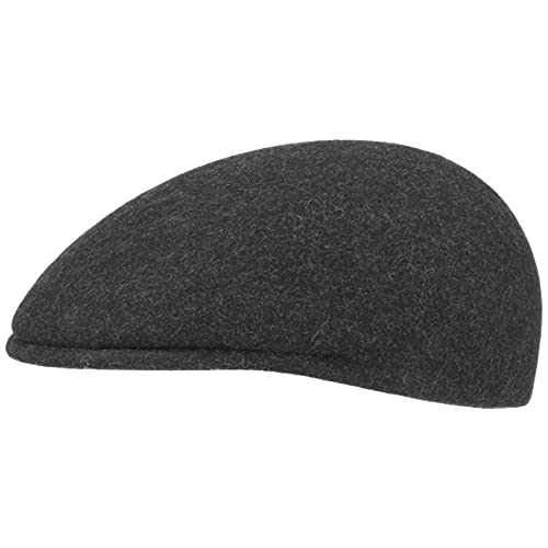 Lipodo Flatcap Filz Herren - Schiebermütze Made in Italy - Schirmmütze aus Wollfilz - Mütze mit 3 cm Schirmlänge - Flat Cap Herbst/Winter - Herrenmütze anthrazit L (58-59 cm) von Lipodo