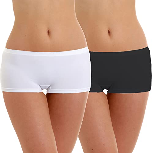 LisaModa 2er Pack Damen Hipster Hüftpanty Seamless Stretch (L-XL, Schwarz-Weiß) von LisaModa