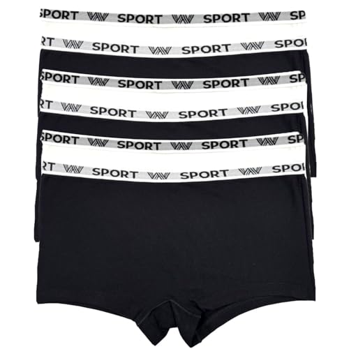 LisaModa Mädchen Hipster Panty 6er Pack Girl Slip Stretch Baumwolle Sportliches Design Schwarz/Weiß 158-164 LisaModa Mädchen Hipster Panty 6er Pack Girl Slip Stretch Baumwolle Sportliches Design Schwarz/Weiß 158-164 von LisaModa