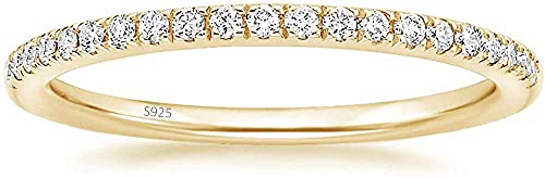 Lisandra Scott Eternity Ring 925 Sterlingsilber mit Zirkonia Kristall Damenring in Silber, Rosegold und Gold für Damen mit Stein und Schmal (Gold, 62) von Lisandra Scott