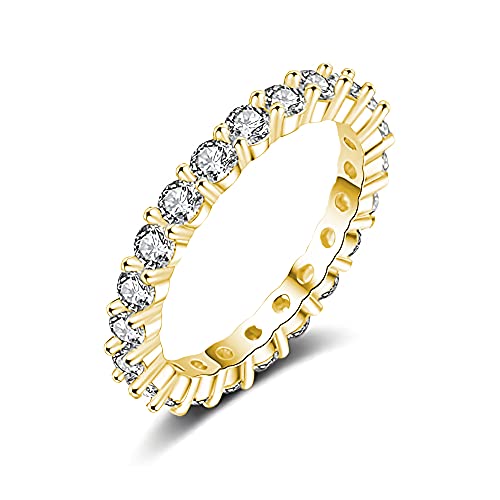 Eternity Ring Deluxe aus 925 Sterling Silber mit Zirkonia Kristallen Damenring in Silber, Gold und Rosegold für Damen und Frauen mit Steinen (Gold 50) von Lisandra Scott