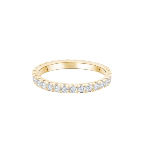 Lisandra Scott Eternity Ring Treasure 925 Sterlingsilber mit Zirkonia Kristall Damenring in Silber, Rosegold und Gold für Damen, Frauen mit Funkelnden Steinen Breit (48, Gold) von Lisandra Scott