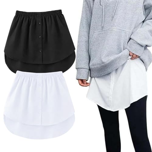 Lishang Hemdverlängerung Damen Blusenrock Mini Unterrock Lower Sweep Skirt Blusenverlängerung Hemd Verlängerung mit KnöPfen Layering Top Blusen Rock Shirt Extender Lishang Hemdverlängerung Damen Blusenrock Mini Unterrock Lower Sweep Skirt Blusenverlängerung Hemd Verlängerung mit KnöPfen Layering Top Blusen Rock Shirt Extender von Lishang