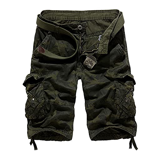 Cargo Shorts Maenner Camouflage Shorts Vintage Cargo Shorts Kurze Hose Baumwolle Bermuda Shorts mit Gürtel Bestickt Cargoshorts von Litale