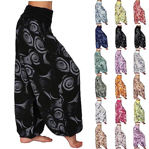 Damen Sommer Lang Leicht Stoffhose Große Größe Angenehm Baggy Freizeithose Perfekt Für Die Kommende Sommersaison Locker Strandhose Und Taschen Skinny Hose Y2k Cargo Pants,Black,S von Litale