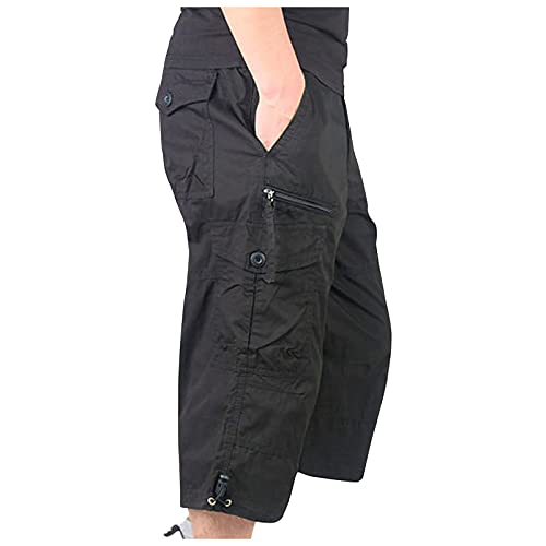 Herren Bermuda Cargo Shorts 3/4 Sommer Kurze Outdoor Bermuda Kurz Hose Atmungsaktiv Freizeitshorts Kurze Hosen Cargohose Arbeitshose Gummibund Dreiviertel Hose mit Multi Taschen von Litale