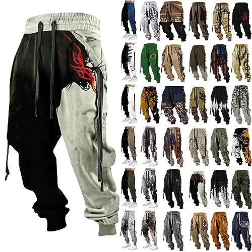 Herren Trainingshose Geschenke Für Männer Sweatpants Jogger Herren Sweathose Rennrad Hose Herren Jordan Hose Leinenhose Herren Straight Leg Hose Thermo Jogginghose(Red,4XL) von Litale