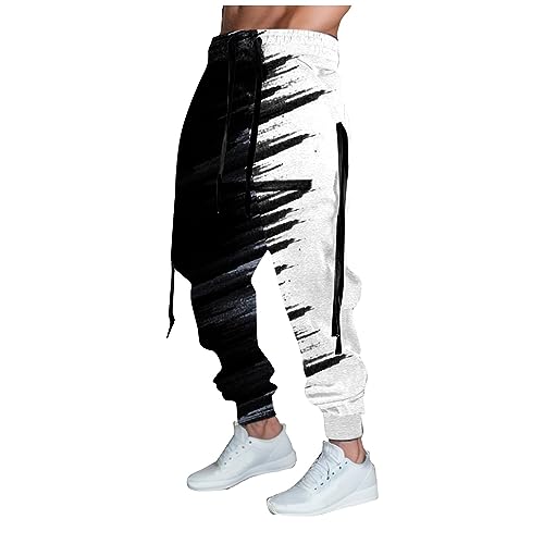 Litale Herren Sporthose Outdoor Joggpants Vinted Herren Hose Jogginghose Herren Lang Pumphose Herren Jogginghose Grau Men's Straight-Fit Woven Pajama Pant Parachute Hose(Black,3XL) von Litale