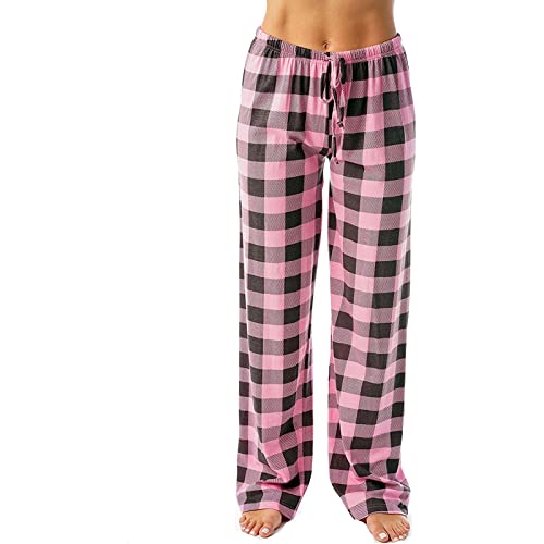 Litale Hose Damen Jogginghose Damen Weites Bein Pyjama Winter Damen Yoga Hose Damen Damen Pyjama Christmas Pyjama Pants Damen Hose Weite Hose Damen Freizeithose Für Weihnachten(Pink,S) von Litale