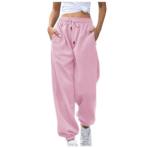 Litale Pyjama Hose Weihnachtsschlafanzüge Damen Damen Weihnachts Jogginghose Karierte Hose Damen Frauen Hosen Bunte Hosen Damen Baggy Hose Damen Yoga Hose Damen Sweat Pants Women(Pink,L) von Litale