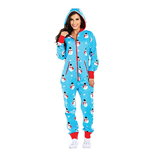 Weihnachts Schlafanzug Familie Einteiler Onesie Weihnachten Pyjama Damen Schlafanzüge Langarm Jumpsuit Overall Onesie Erwachsene Winter Nachthemd Nachtwäsche Hausanzug Weihnachtspyjama Jumpsuit von Litale