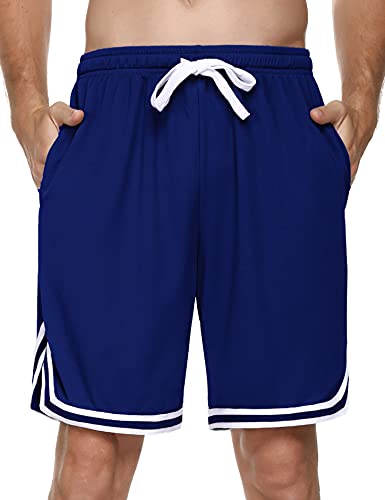 Litherday Shorts Herren Sportshorts Kurz Hosen Streifen Jogginghose Sommer Traininghose mit Taschen Elastischer Bund und Atmungsaktive Shorts zum Fitness, Running, Gym, Basketball, Navy blau, M von Litherday