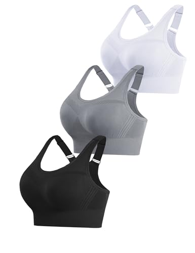 Litherday Sport BH Damen Starker Halt Push Up Sports Bra Bustier Damen Ohne Buegel mit Abnehmbar Gepolstert für Fitness Jogging Yoga Schwarz+Weiß+Grau L Litherday Sport BH Damen Starker Halt Push Up Sports Bra Bustier Damen Ohne Buegel mit Abnehmbar Gepolstert für Fitness Jogging Yoga Schwarz+Weiß+Grau L von Litherday